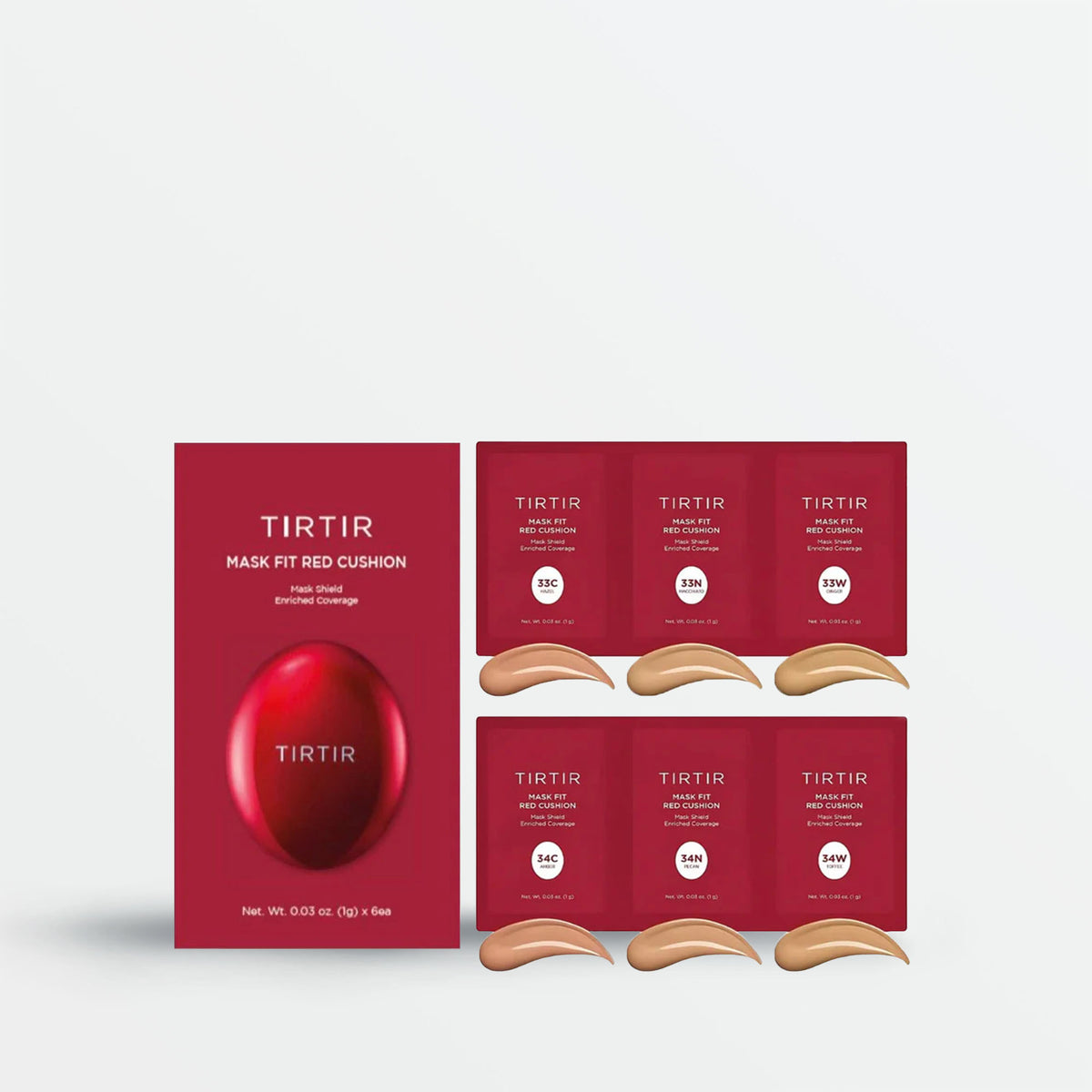 TIRTIR - Mask Fit Red Cushion Foundation Trial Kit [Colours 33C, 33N, 33W, 34C, 34N, 34W]